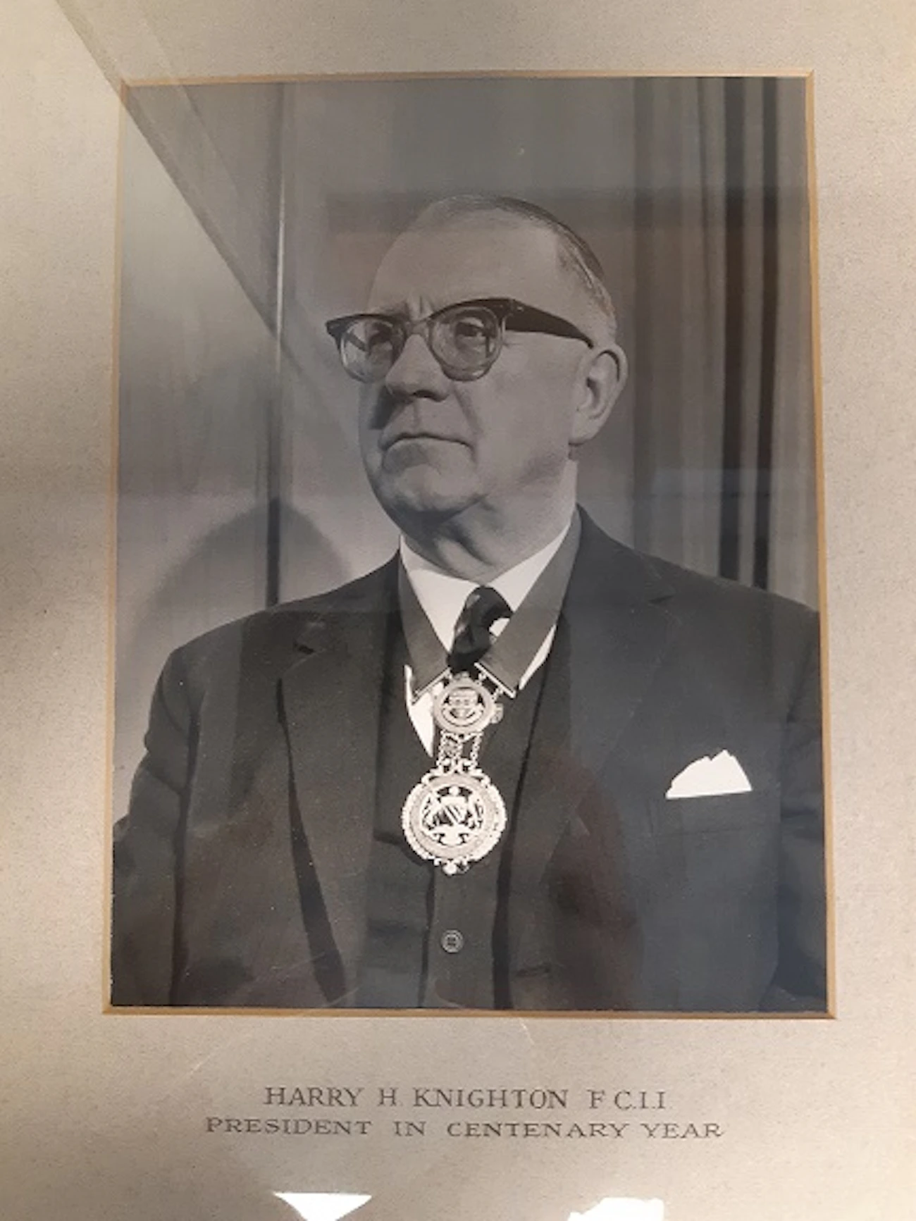 Picture of President Mr H H Knighton FCII in Centernary year.jpg