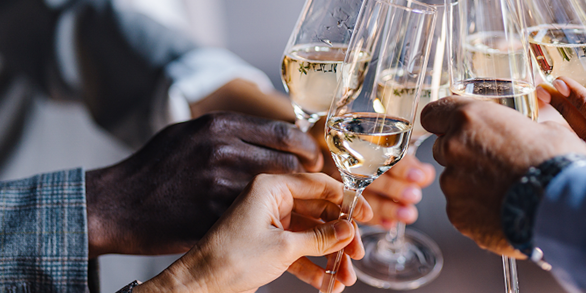 Social People Toasting With Champagne